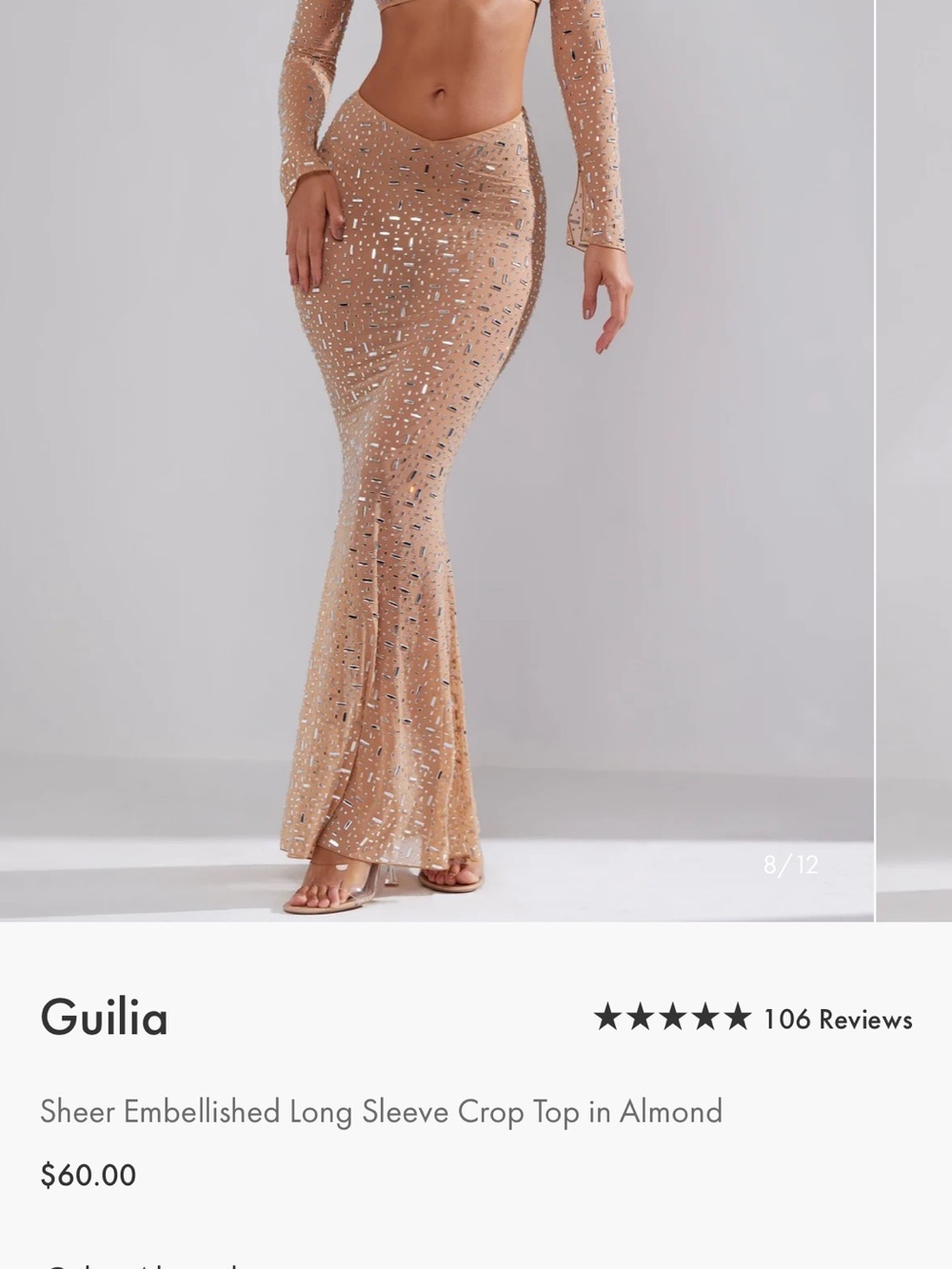 Oh Polly Nude Sequin Maxi Dress - Picture 5 of 8